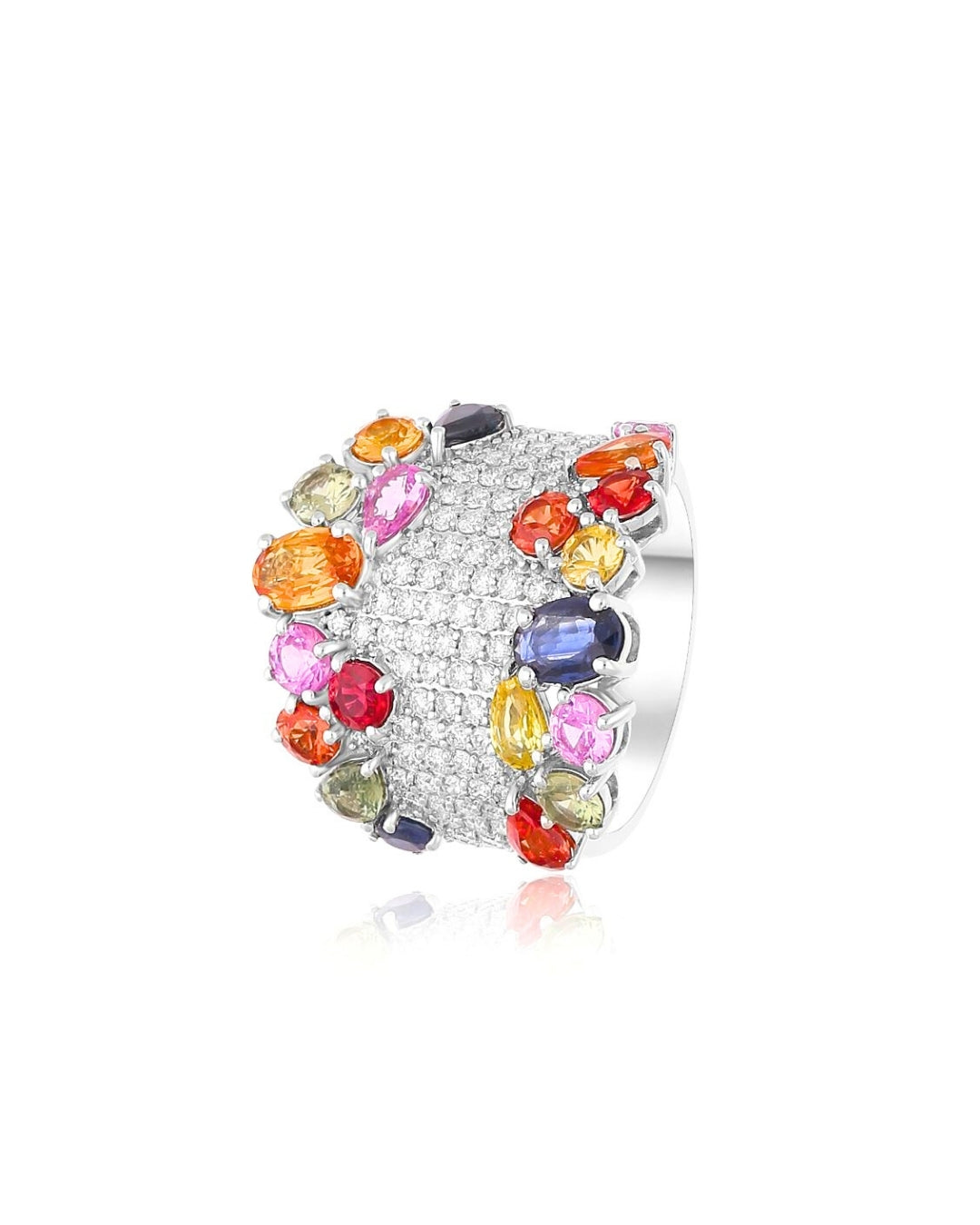 Multicolor Inset Ring INFINITY COLORS 14KT WHITE GOLD MULTICOLOR SAPPHIRE & DIAMOND RING ...