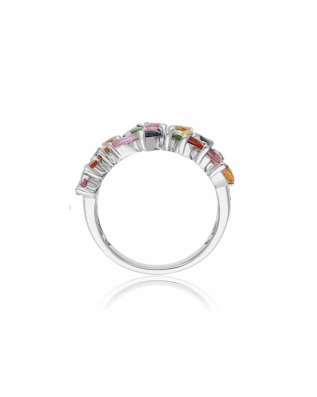 INFINITY COLORS 14KT WHITE GOLD MULTICOLOR SAPPHIRE RING