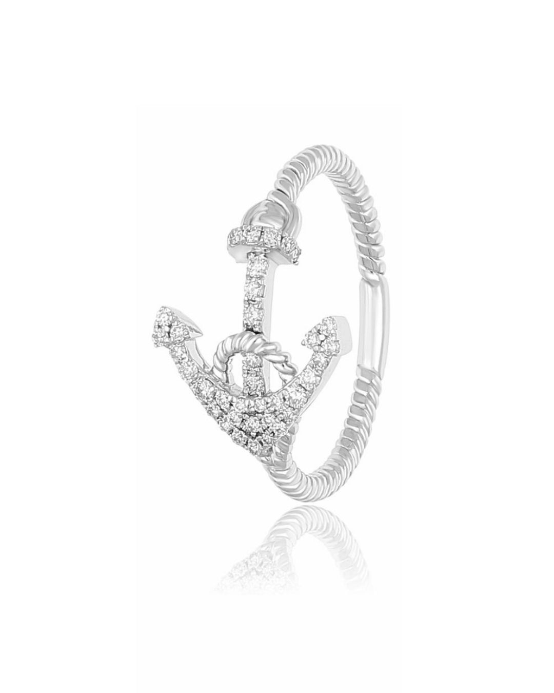 14KT WHITE GOLD DIAMOND ANCHOR RING