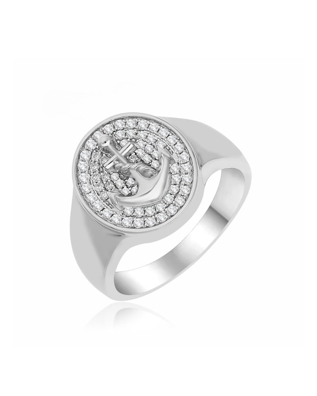14KT WHITE GOLD DIAMOND ANCHOR RING
