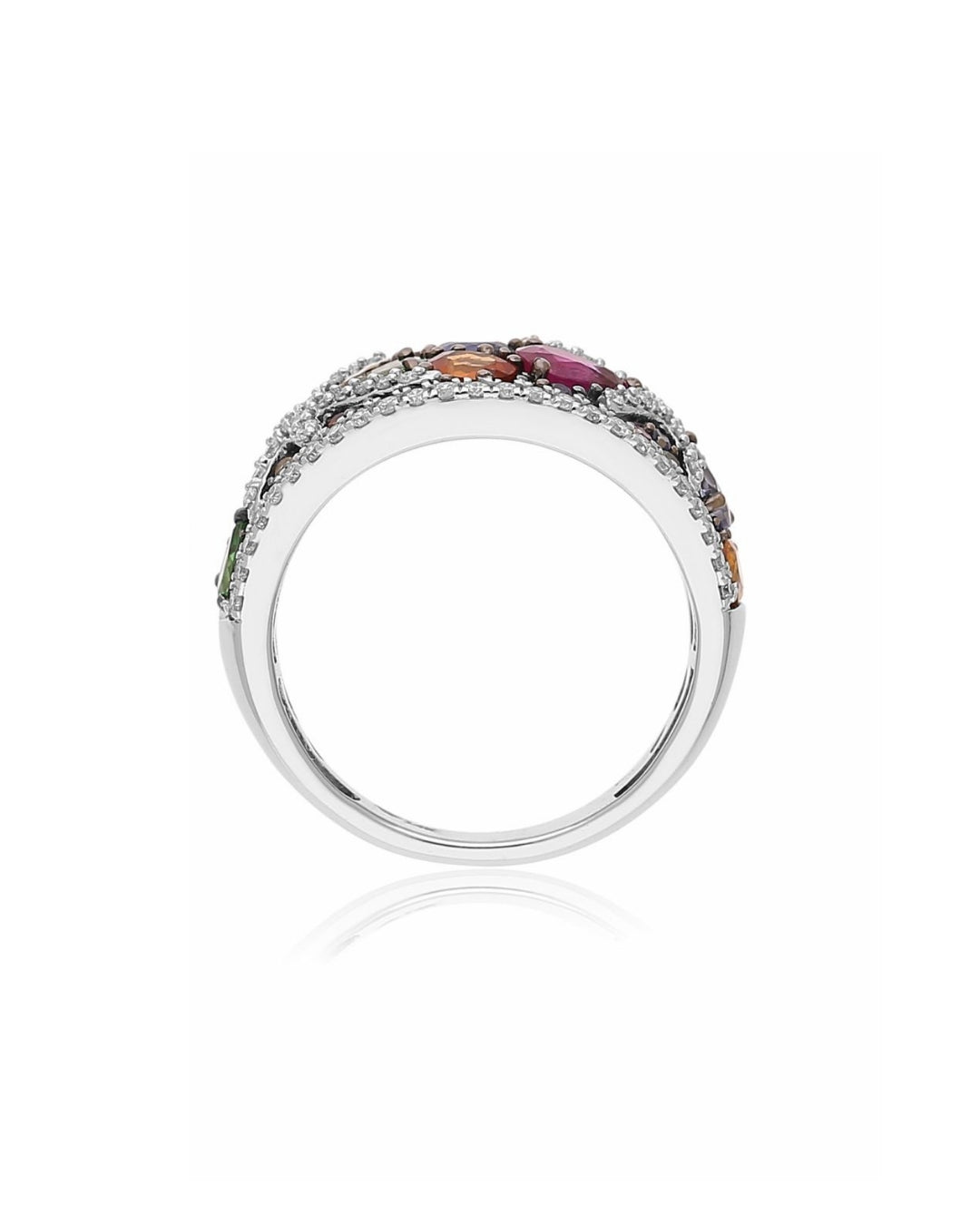 INFINITY COLORS 14KT WHITE GOLD DOUBLE STARFISH RING