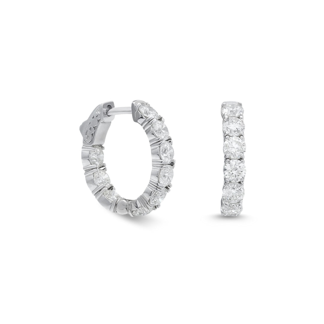 INFINITY 14KT WHITE GOLD DIAMOND HOOPS