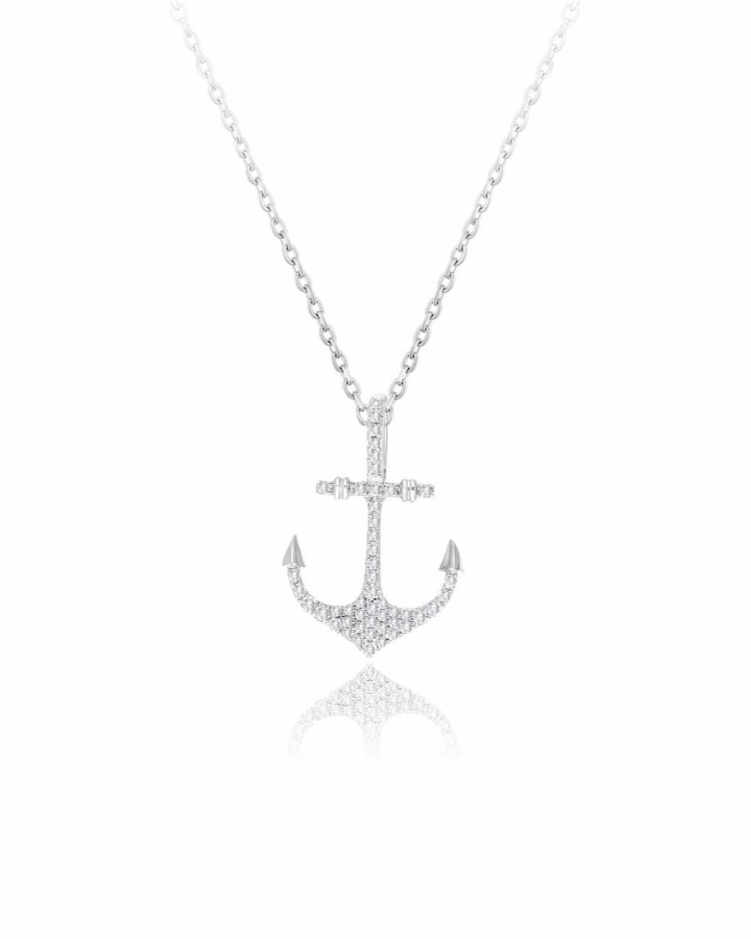 14KT WHITE GOLD ANCHOR PENDANT