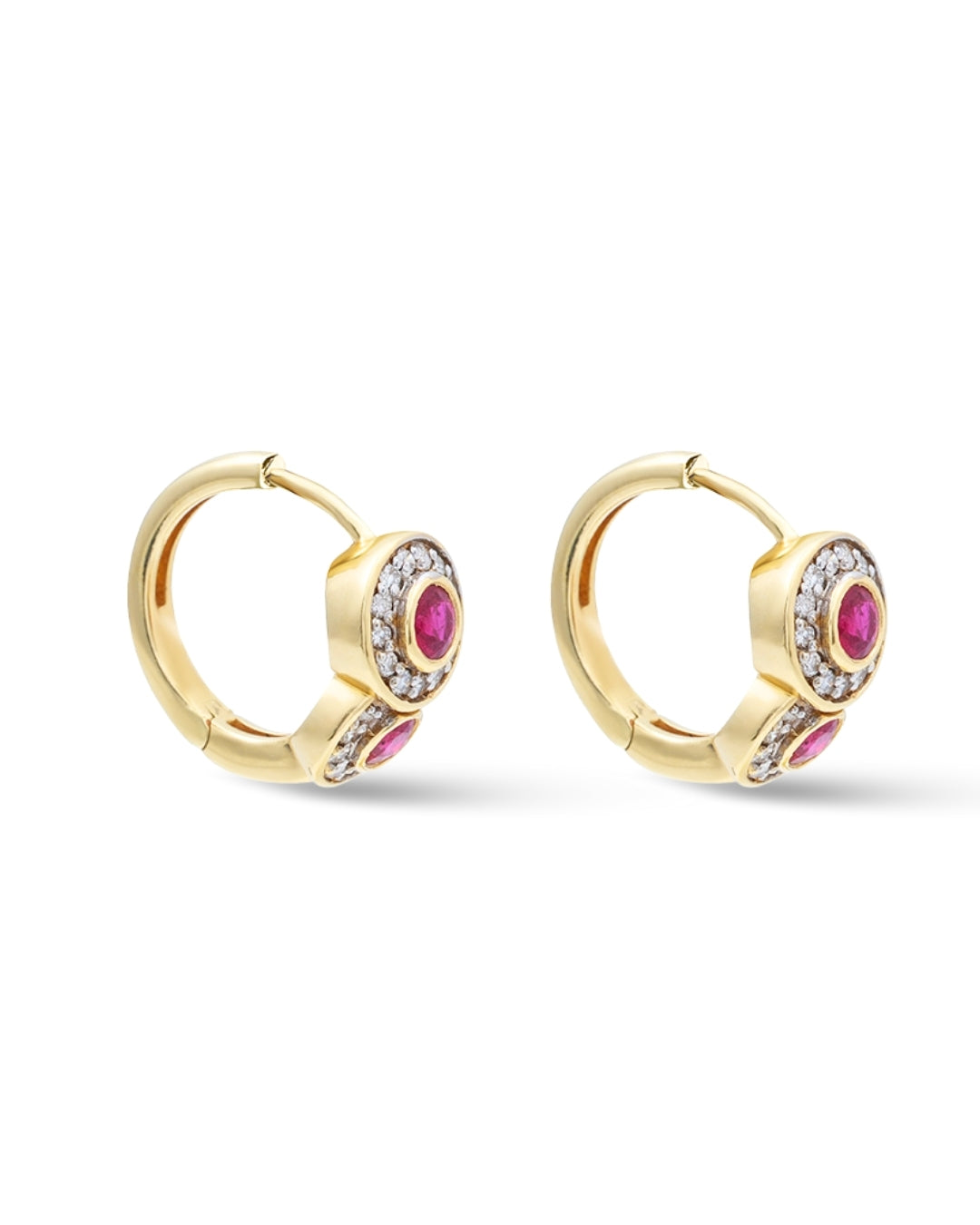 14KT YELLOW GOLD RUBY & DIAMOND EARRING