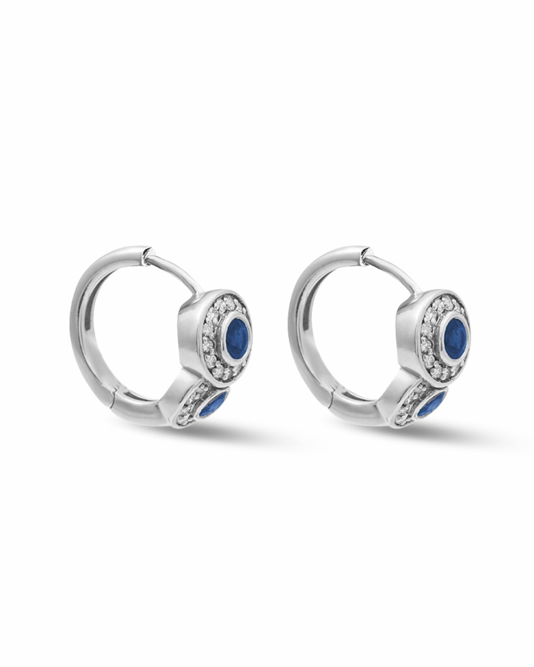 14KT WHITE GOLD SAPPHIRE & DIAMOND EARRING