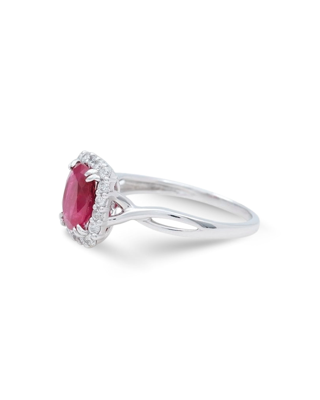 14KT WHITE GOLD RUBY & DIAMOND RING