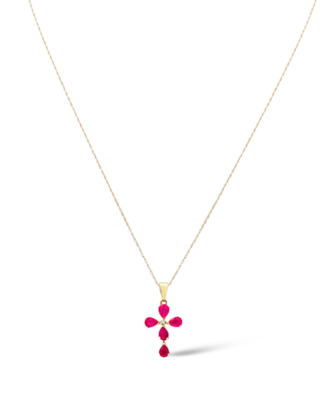10KT YELLOW GOLD RUBY CROSS PENDANT